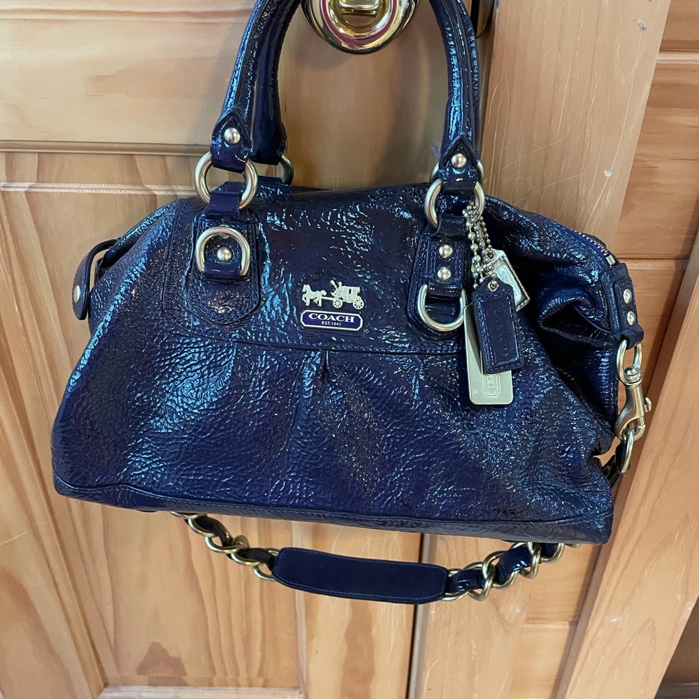 Coach Sabrina #12957 in purple crinkled patent leather GUC